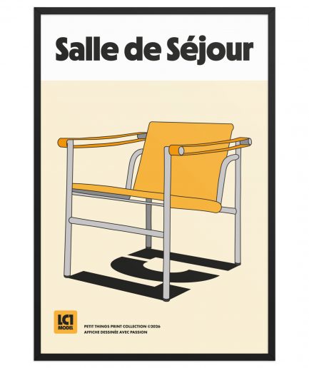 Framed Matte Paper Poster “SALLE DE SÉJOUR” (Black or Oak Frame included)