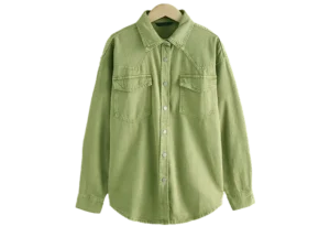 Mid Green Oversized Denim Shirts