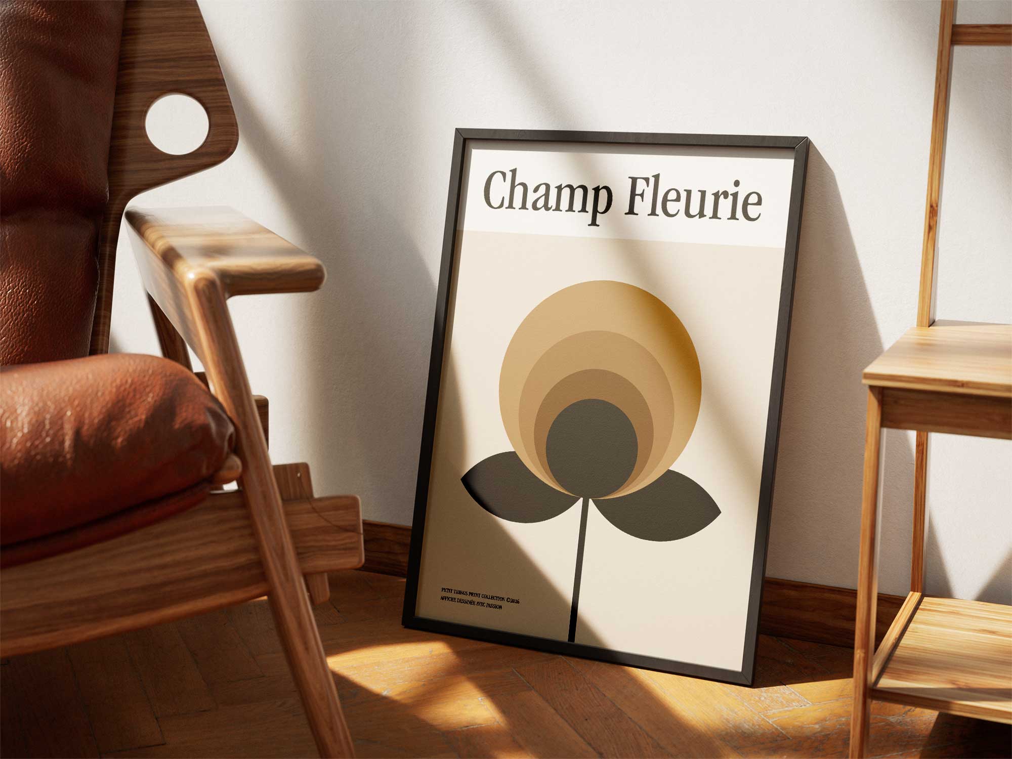 Framed matte paper poster - Champ Fleurie Doré
