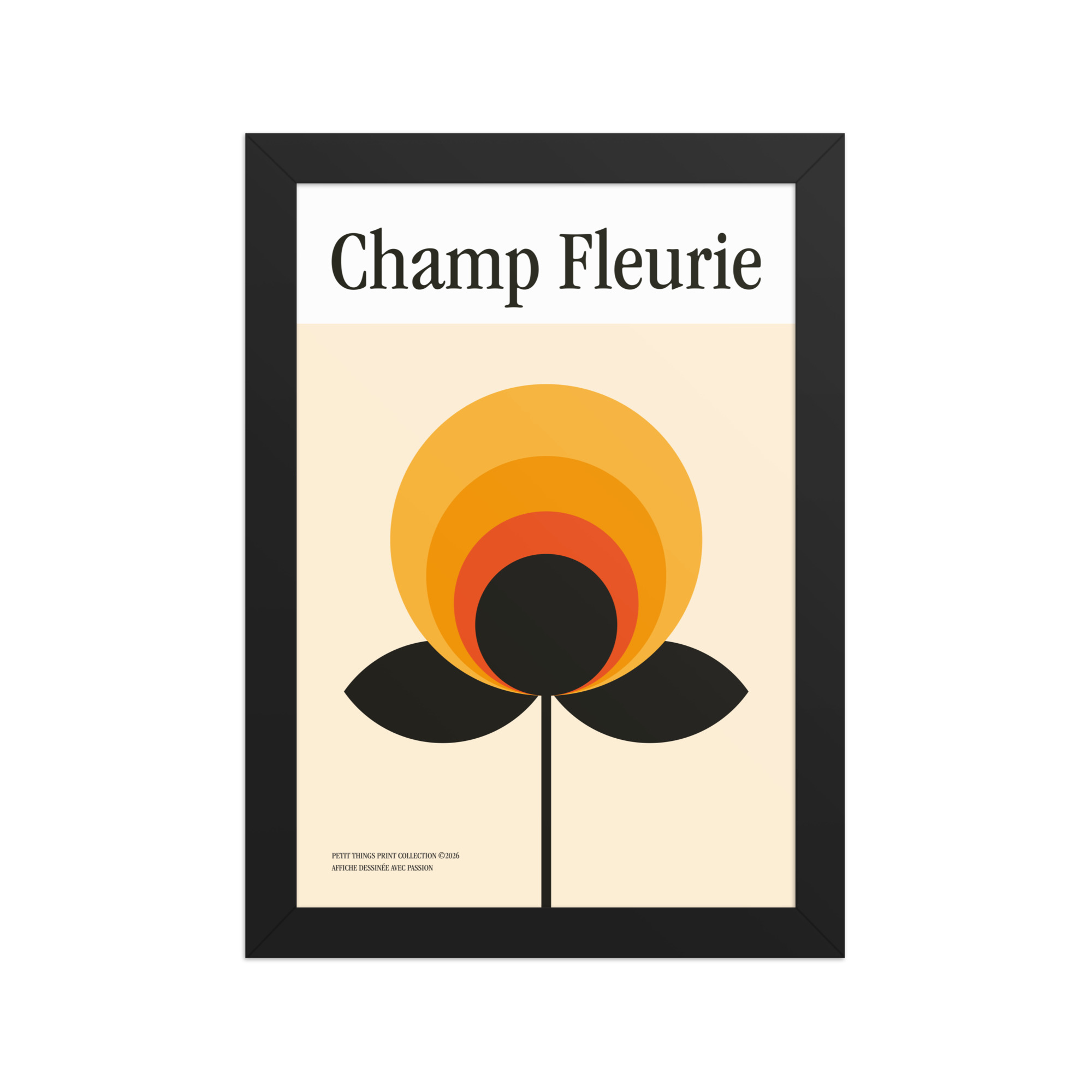Framed matte paper poster - Champ Fleurie Orange