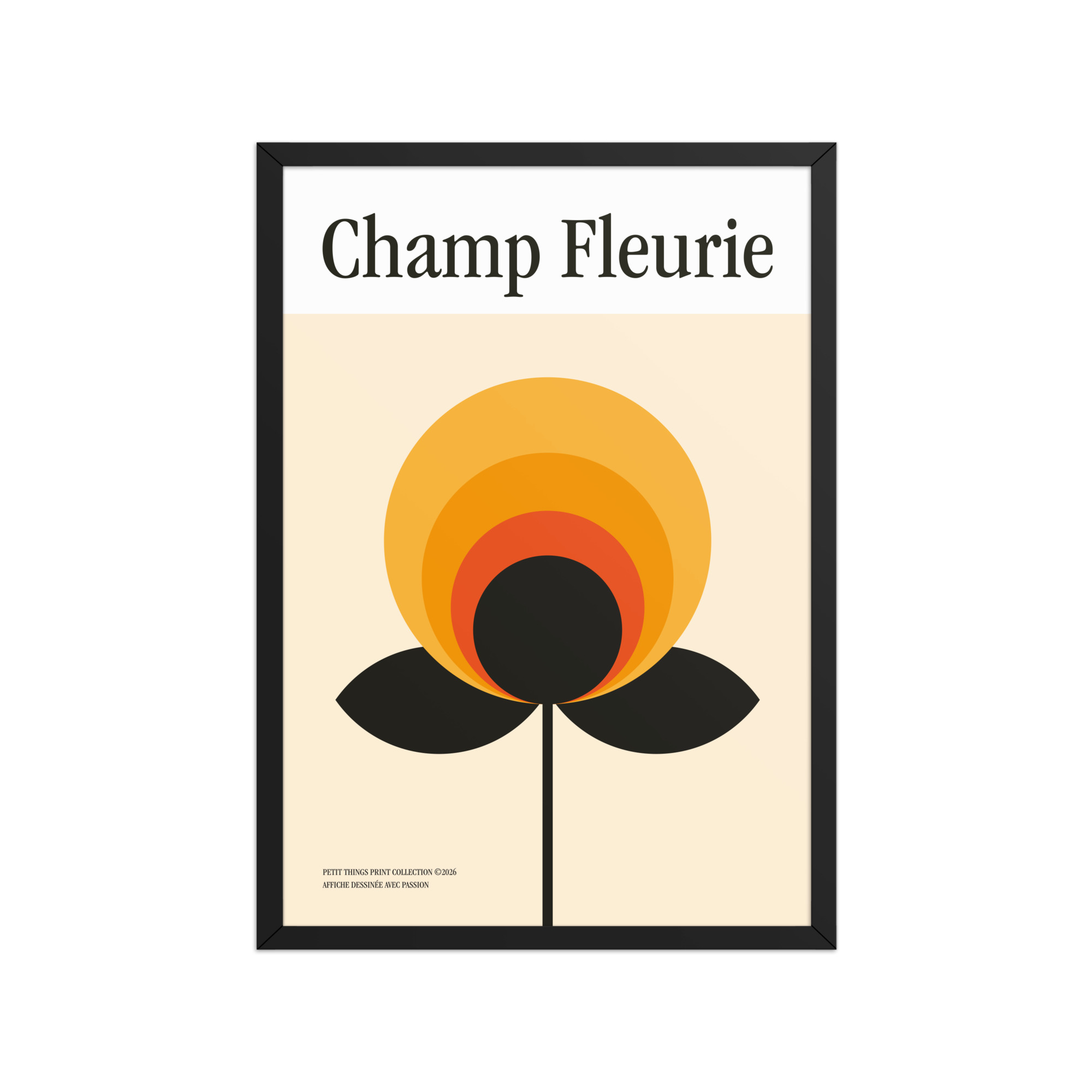 Framed matte paper poster - Champ Fleurie Orange