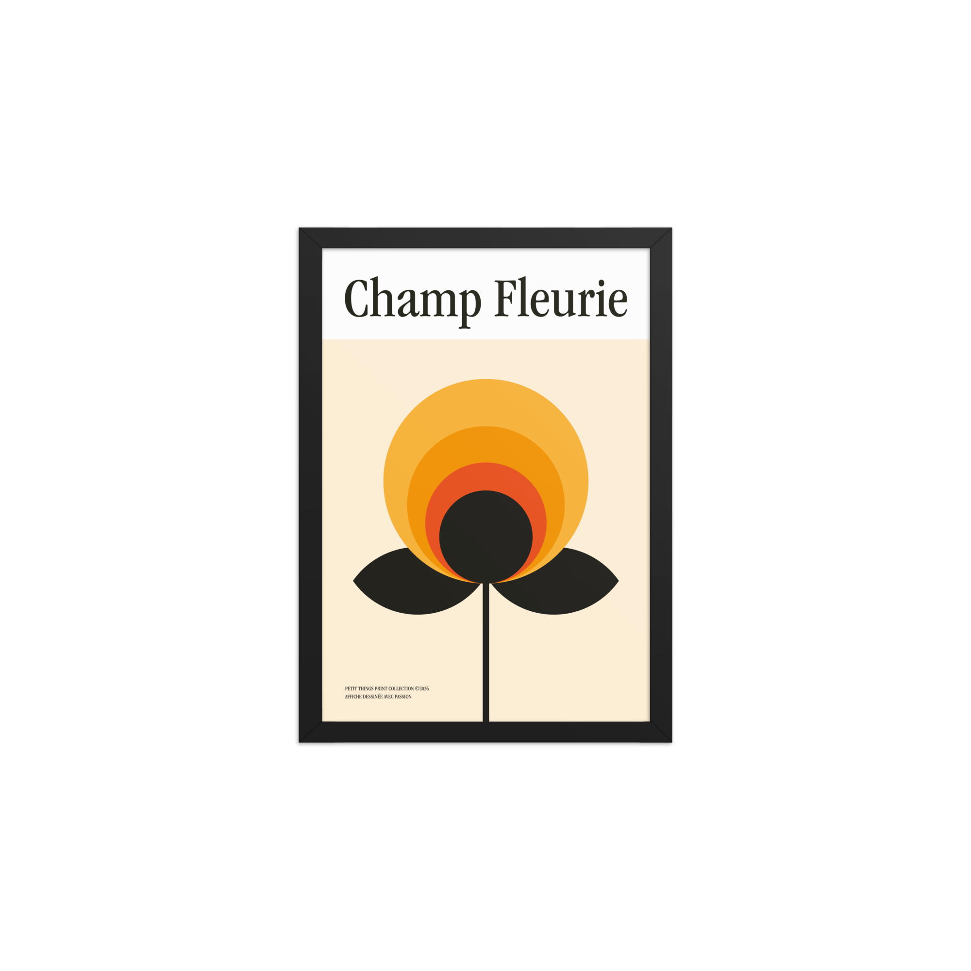 Framed matte paper poster - Champ Fleurie Orange