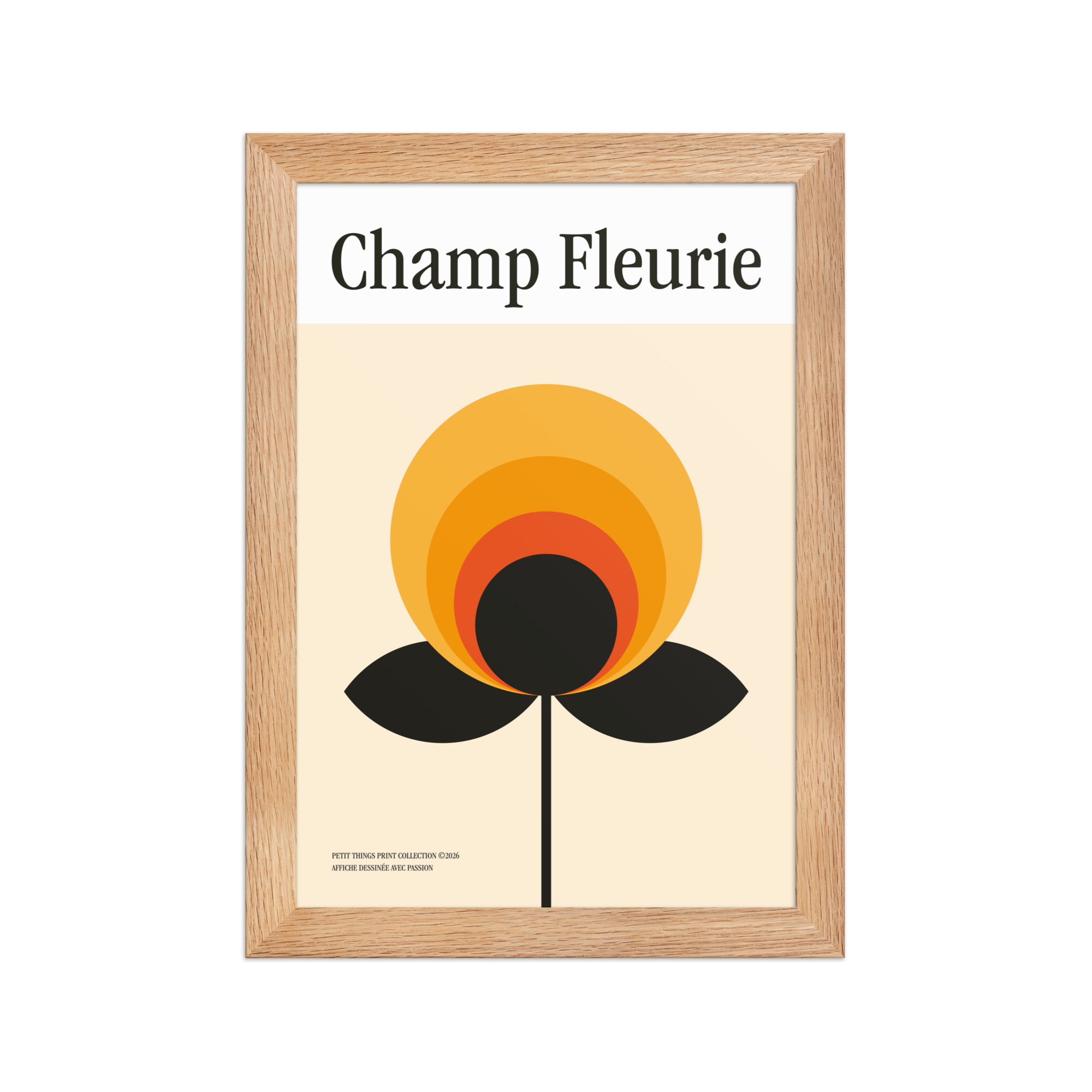 Framed matte paper poster - Champ Fleurie Orange