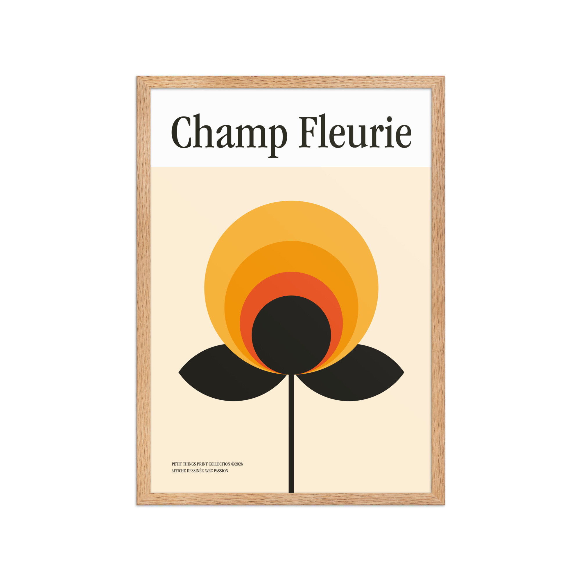 Framed matte paper poster - Champ Fleurie Orange