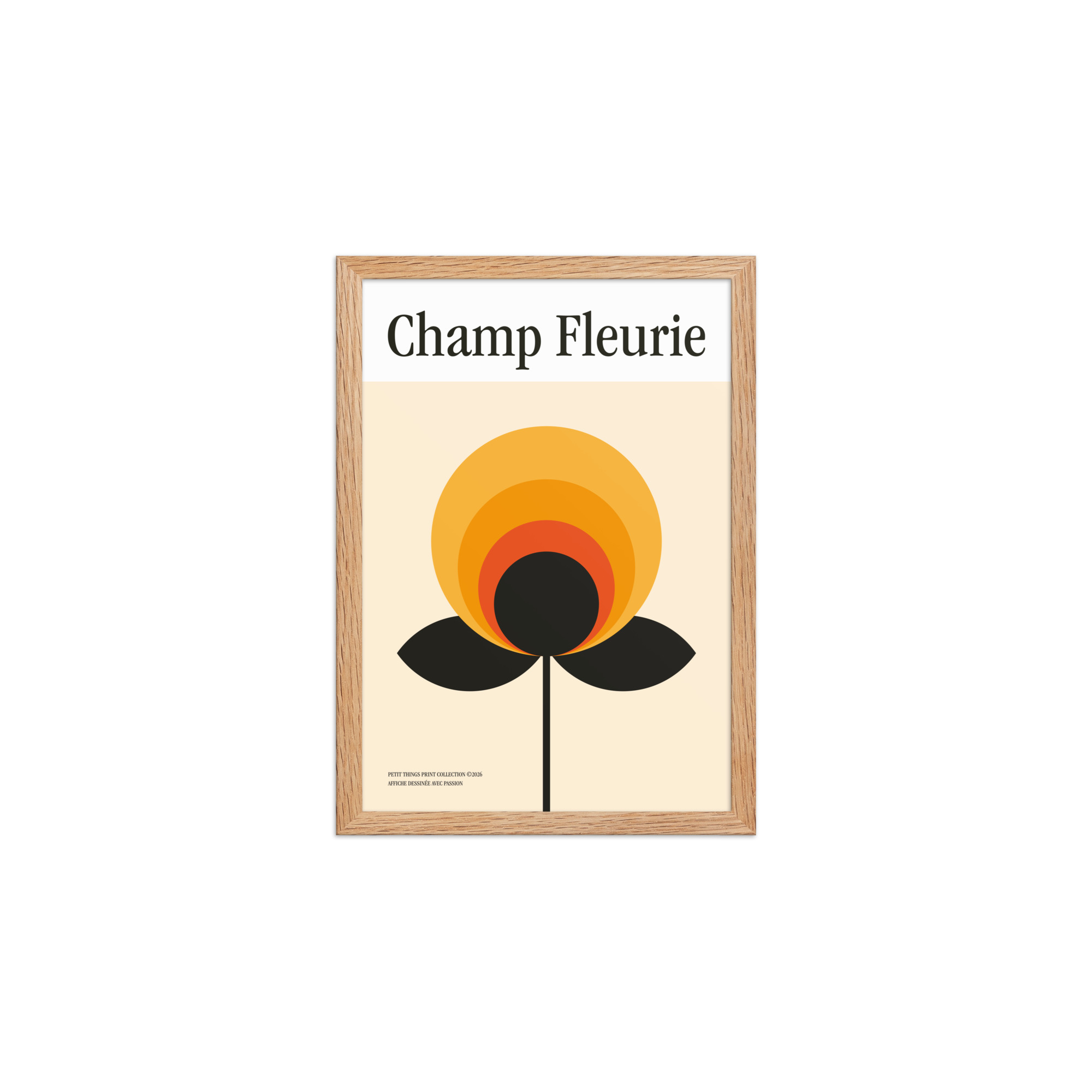 Framed matte paper poster - Champ Fleurie Orange